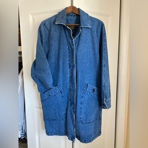 Vintage Eddie Bauer Denim Chore Barn Coat Long Jacket Size M